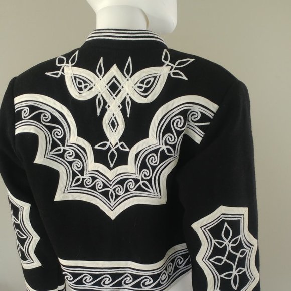 Vintage CHAQUETA Jacket 100% Wool Cropped Length/Full Sleeve Southwest Statement - Picture 5 of 5